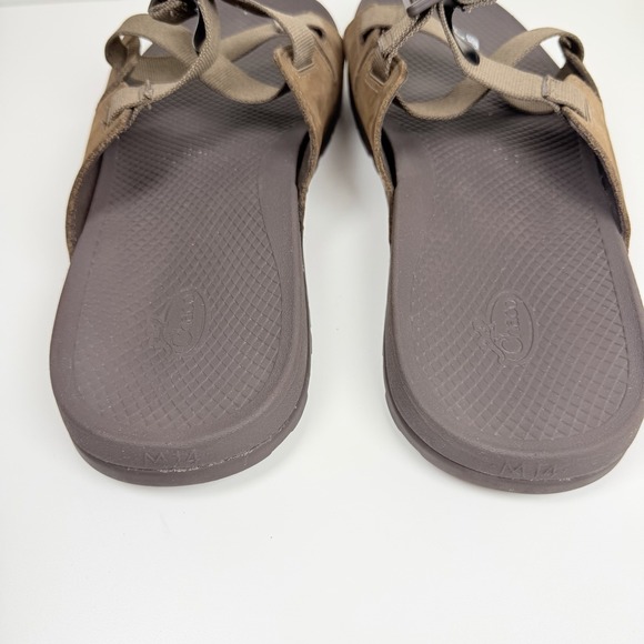 Chaco Lowdown Leather Slide Sandals Mens Size 14 Brown Adjustable Comfort